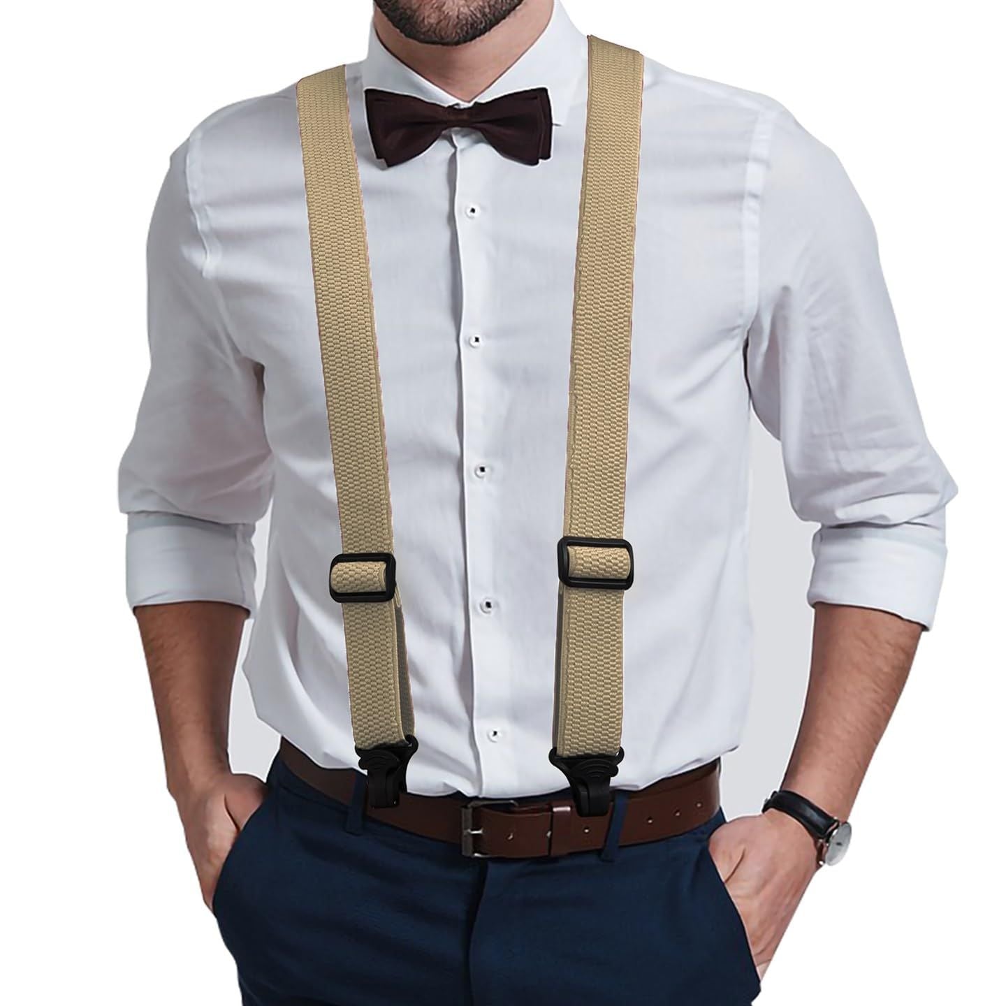 3.8cm four clip heavy-duty work shoulder strap X-shaped invisible back strap adjustable back strap beige