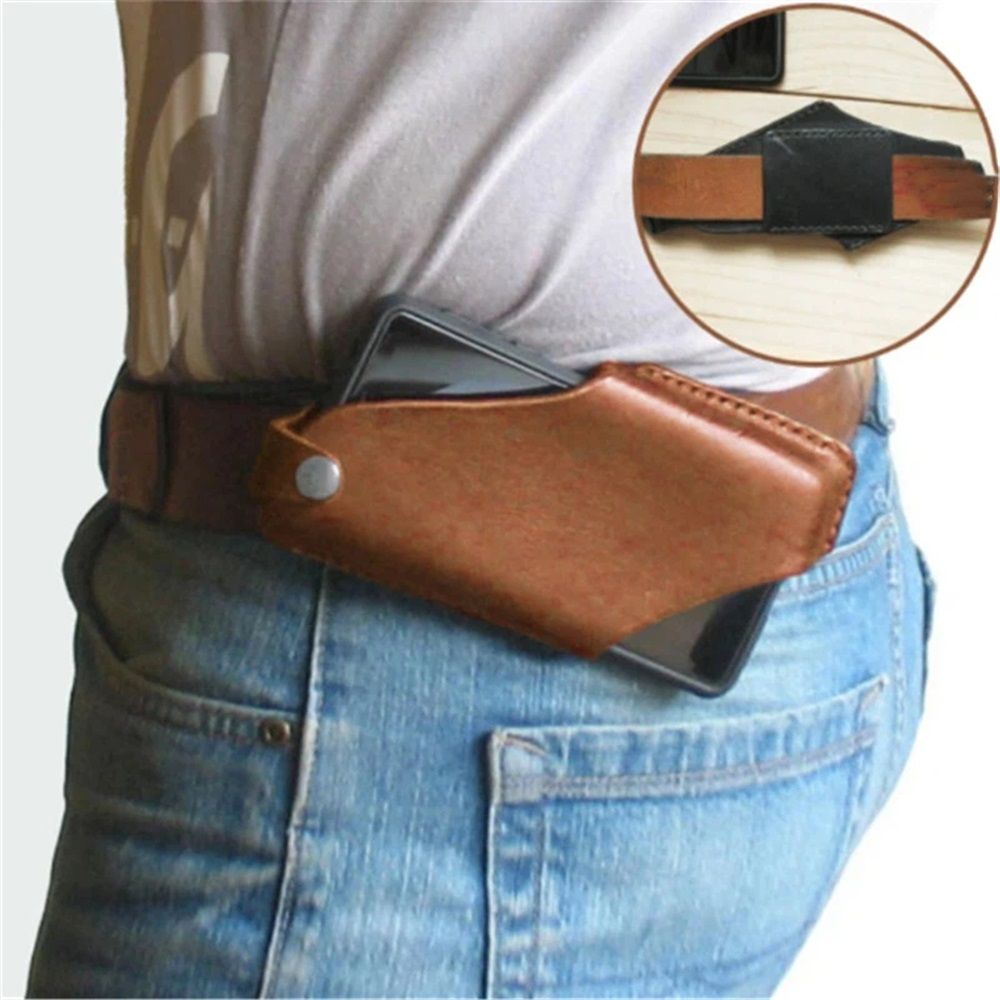 Mobile Phone Belt Pouch, Vintage PU Leather Phone Holster for Walking , phone protective case(Brown 15*8.5cm)