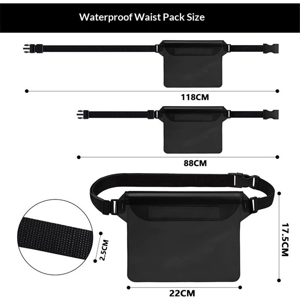 Waterproof Pouch with Waist Strap (2 Pack) | Beach Accessories Best Way to Keep Your Phone and Valuables Safe and Dry | Perfect for Boating Swimming Snorkeling Kayaking Beach Pool(white,Only bags)