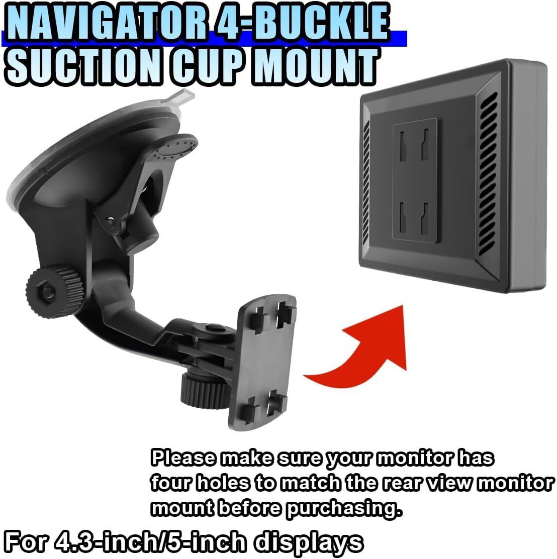 Car Backup Camera Monitor Stand,Reverse Camera Monitor Mount with Strong Suction Cups,Adjustable Windshield Mount for Car Truck SUV 4.3" & 5" Backup Camera with Monitor