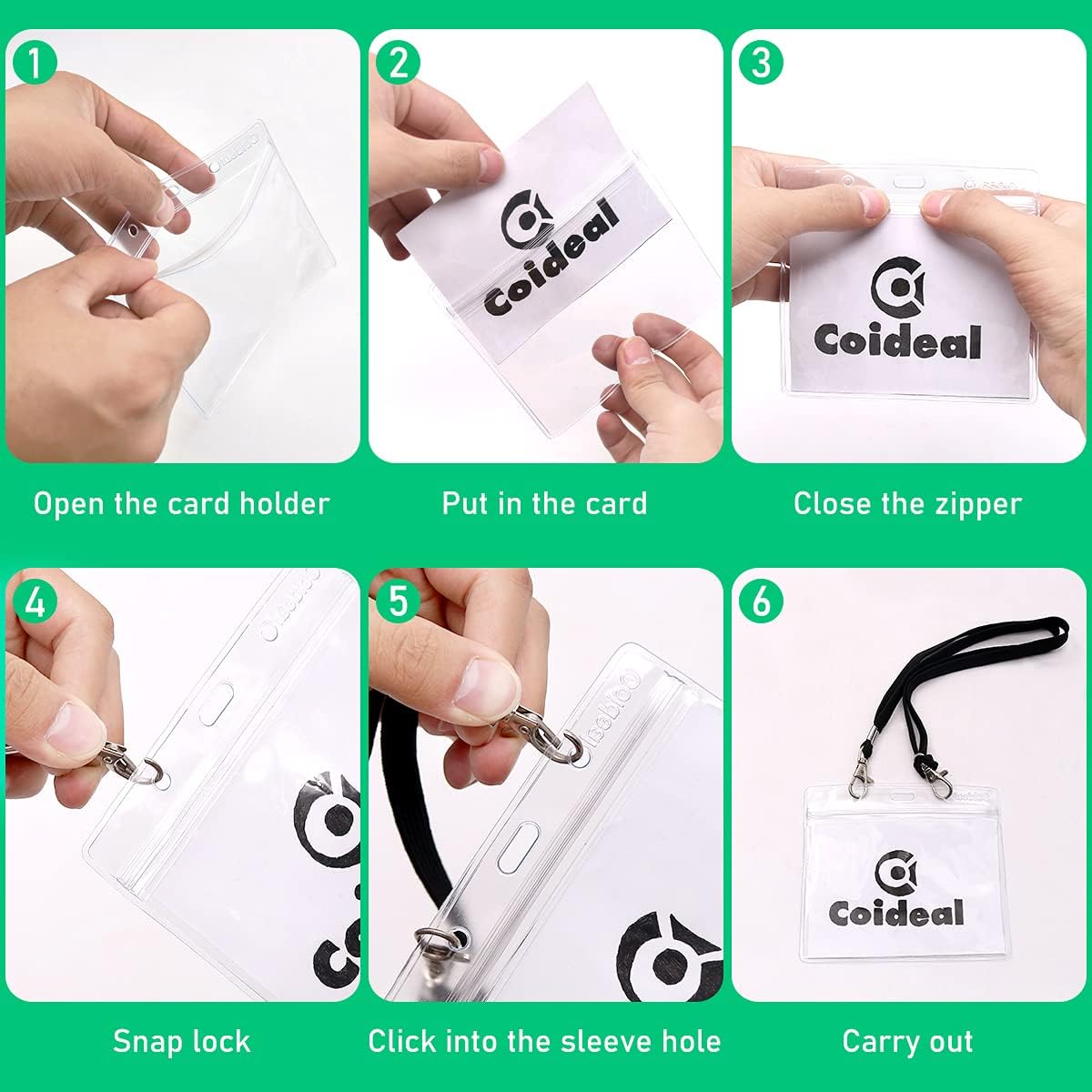 Clear Plastic Horizontal Badge Holder - 12 Pcs Thick Name Tag ID Card Protector Holders Large Transparent Sleeve Waterproof (4.8 x 3.5 Inch)
