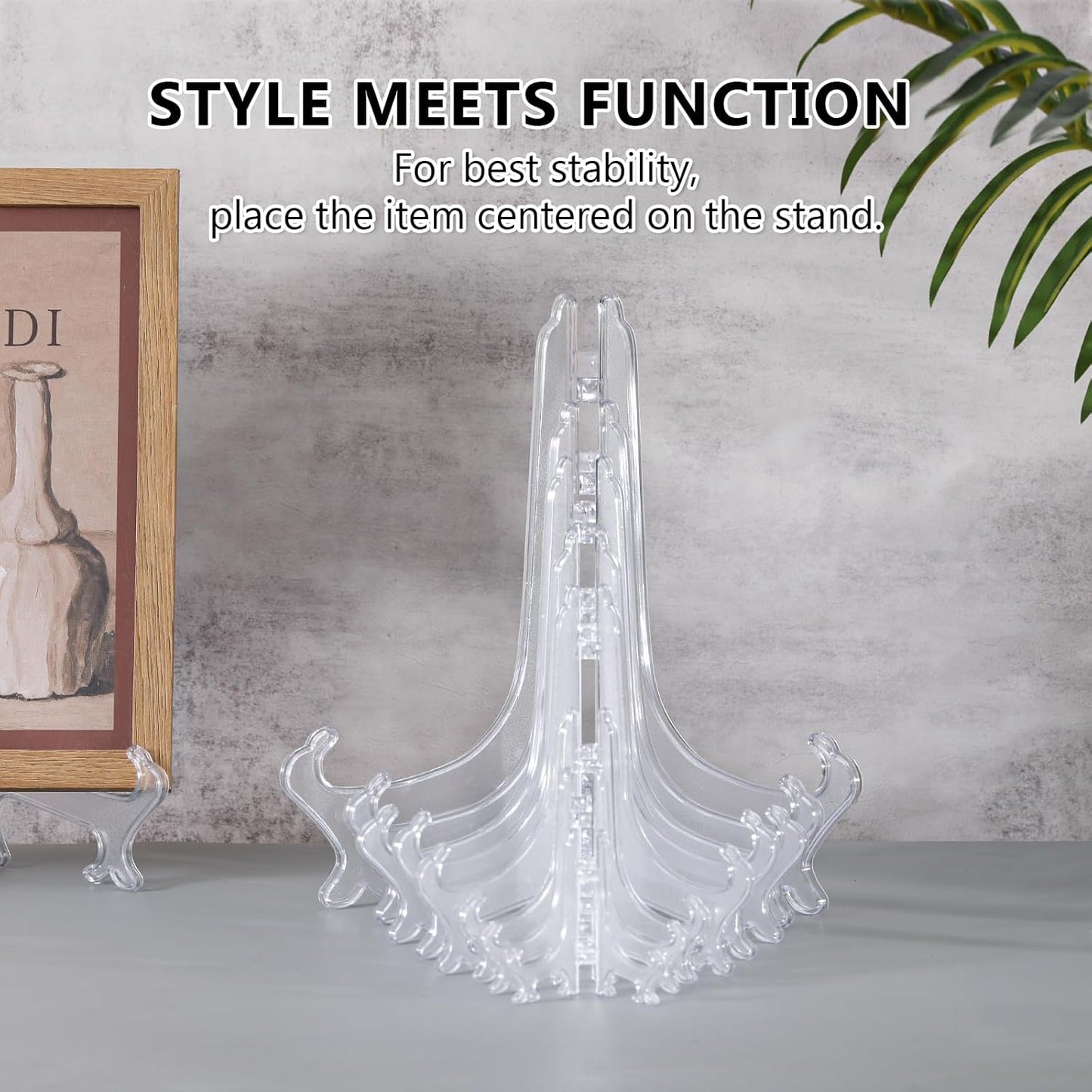 3 Inch Clear Plastic Easels or Stand/Plate Holders to Display Pictures or Other Items at Weddings, Home Decoration, Birthdays, Tables (12 Pack)