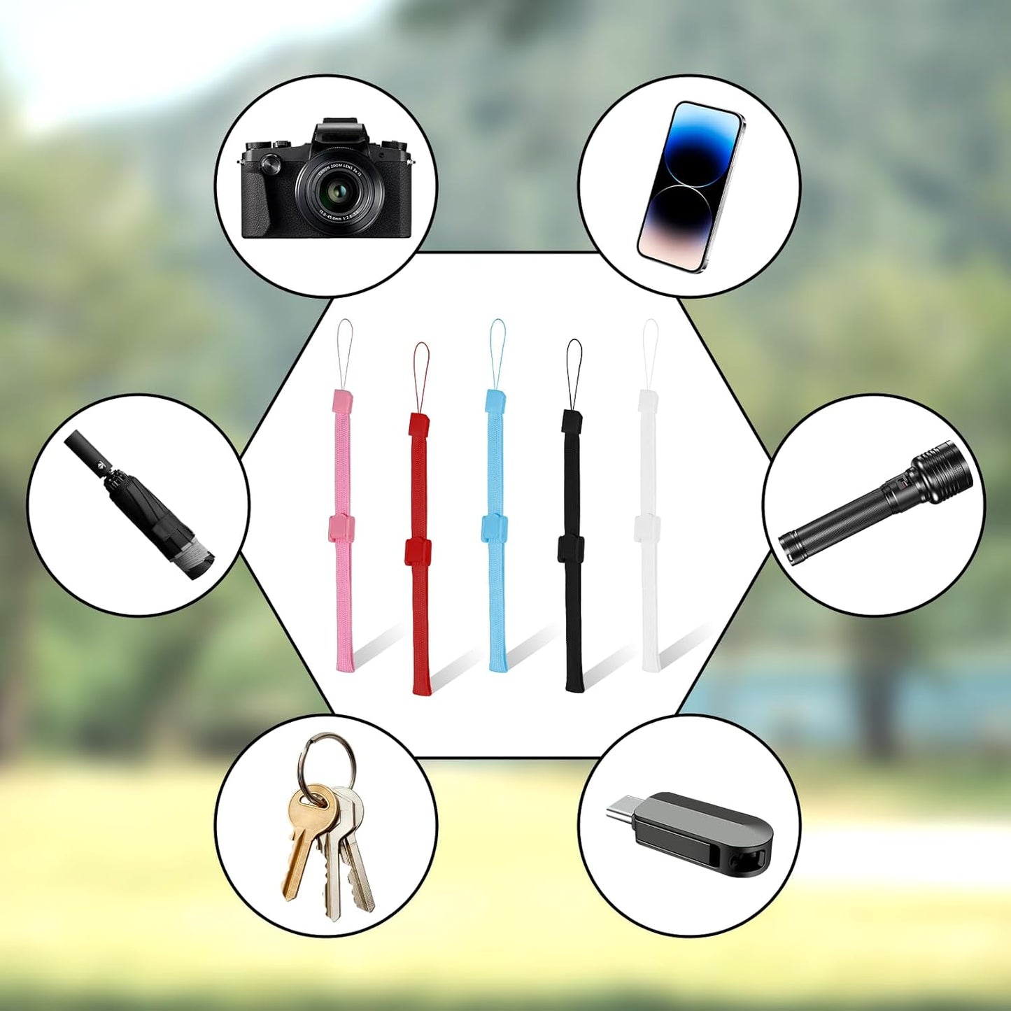 5 PCS Hand Wrist Strap, Adjustable Phone Lanyards for Cell Phone Multi Purpose Wristbands Phone Strap Wristlet Wristband with Lock for Wii Remote Controller, Mobile Phone, Mp3, Digital Camera