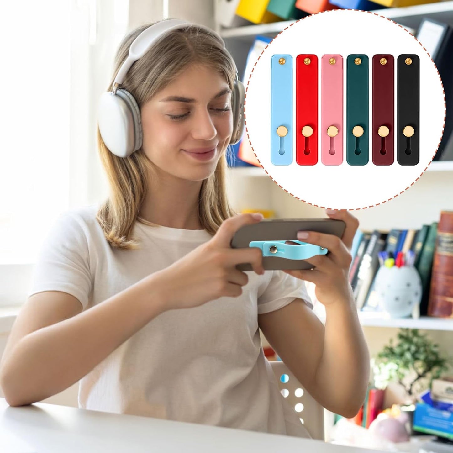 6Pcs Finger Loop Phone Grip Phone Finger Holder Universal Cell Phones Strap Grip Holder Telescopic Phones Strap Stand for Back of Loop Most Case