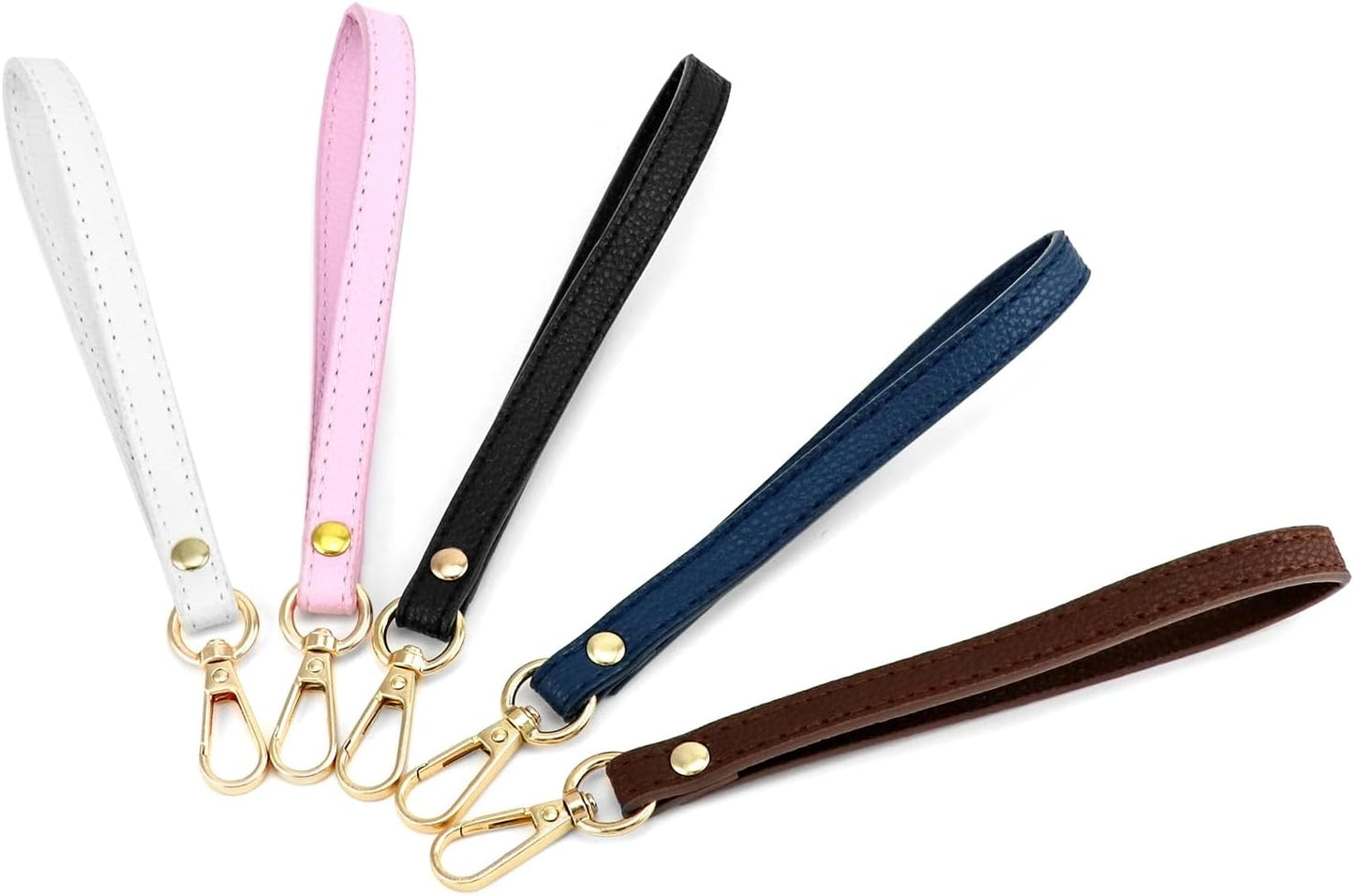 Leather Wristlet Strap, 5 Pcs 20 cm x 1.2 cm Short Purse Strap Genuine Leather Wristlet, Keychain Handle Rope, Handbags Strap, for Clutch Purse Wallet Cellphone Case DIY Accessory