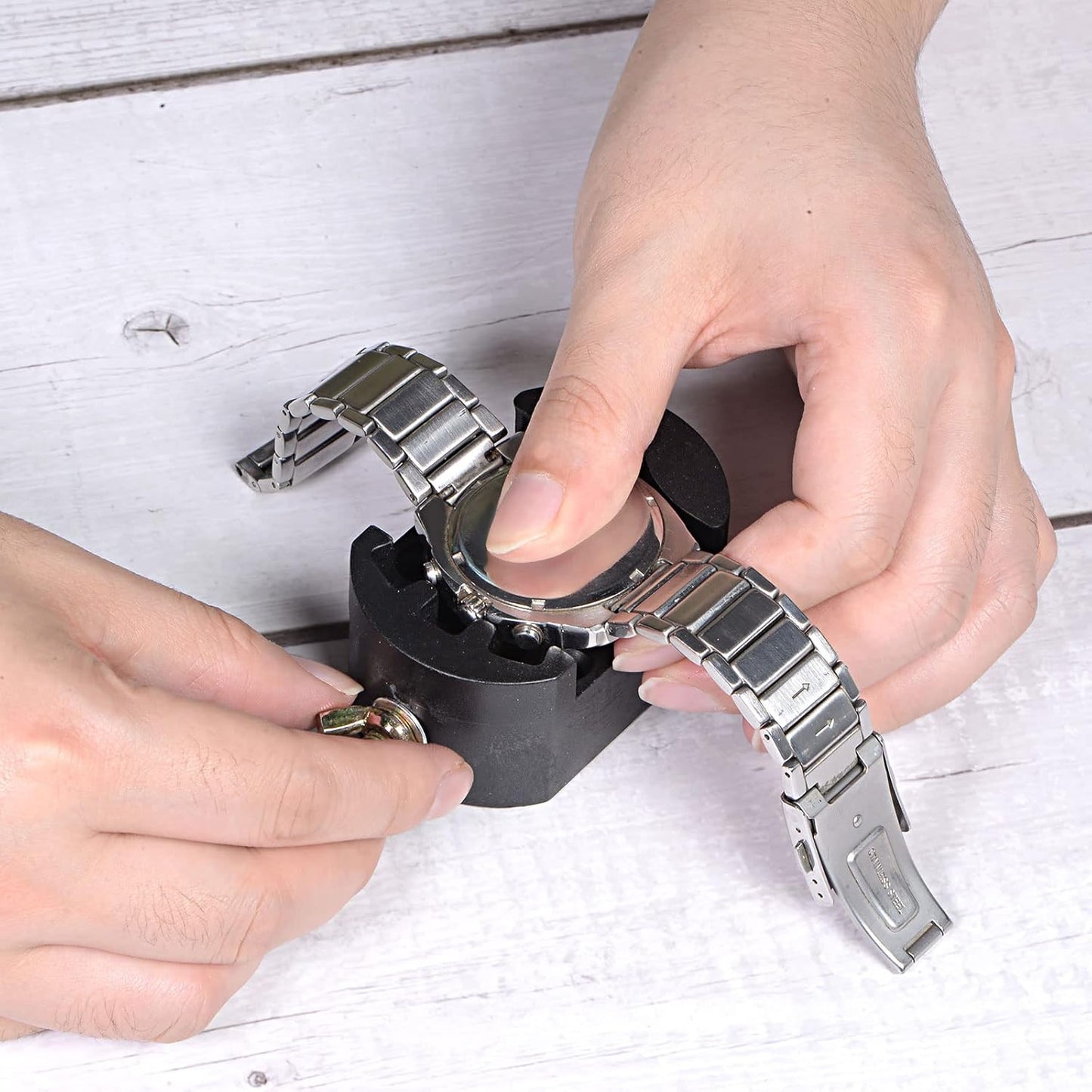 Watch Back Case Cover Remover Holder Tool Adjustable 36mm PE Black