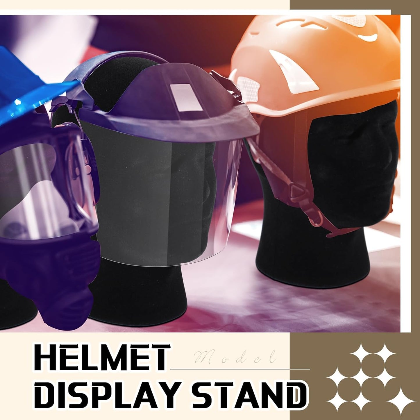 4 Pcs Black Mannequin Head Stand Model Male Wigs Display Model Velvet Foam Mask Display Stand Headsets Mount Manikin Head or Wig Hat Glasses