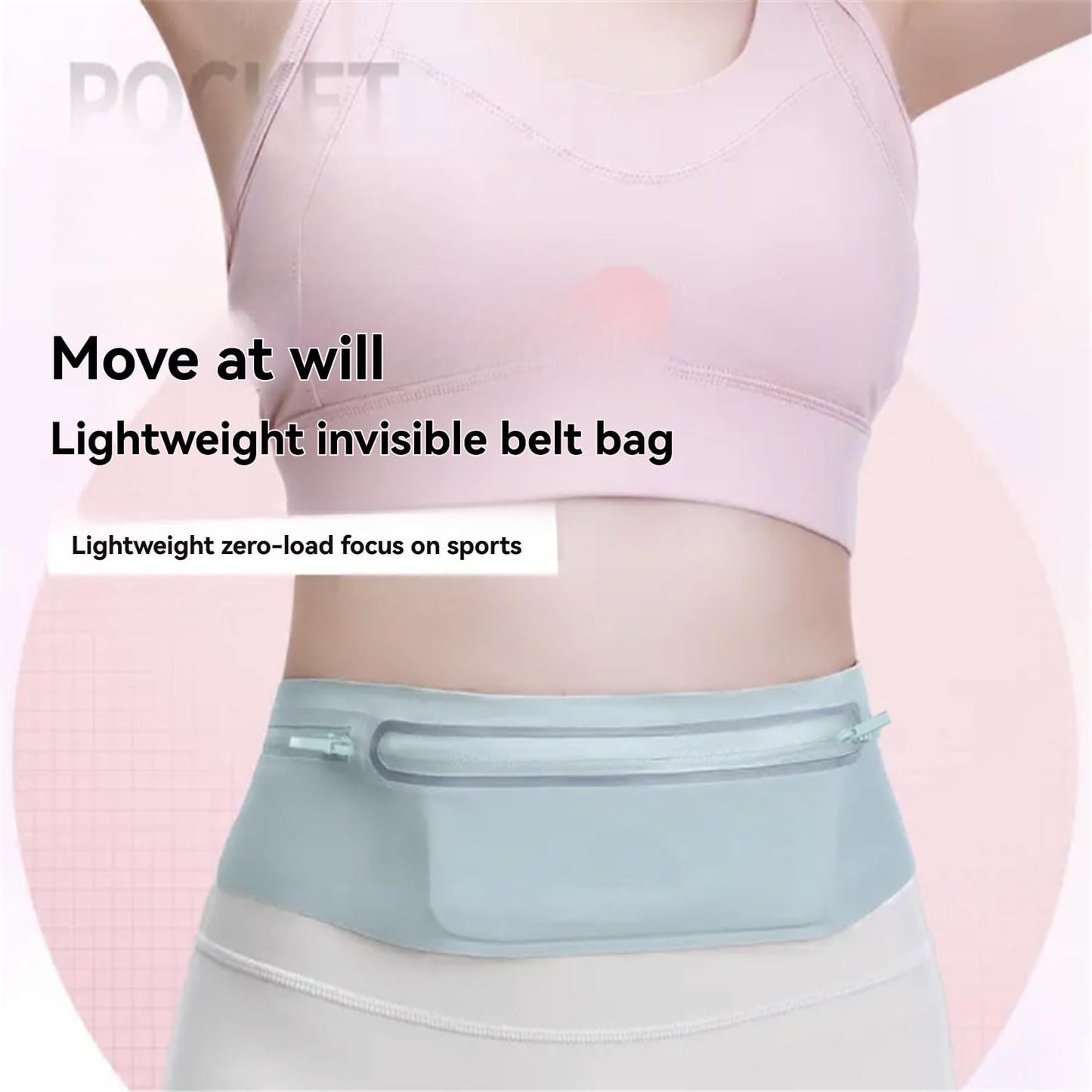 Waterproof Sports Waist Pack with 3 Zippered Compartments for Running, Gym, Hiking - Adjustable 55-120cm Belt, Fits 7.5" Phones - Black, Pink, Grey, Sky Blue, Dark Grey