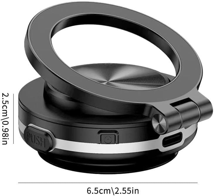 Vacuum Magnetic Suction Cup Phone Car Mount Folding Swivel Stand Rotation Electric Vacuum for MagSafe Stand Universal