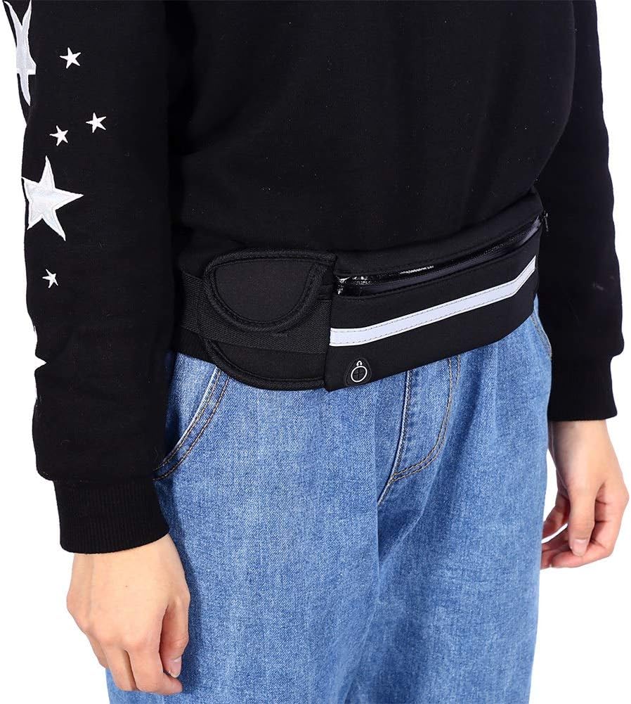 Running Belt Phone Holder, Waterproof Fanny Pack Runner Waist Bag with Earphone Hole Pouch for Gym Exercise(Black)