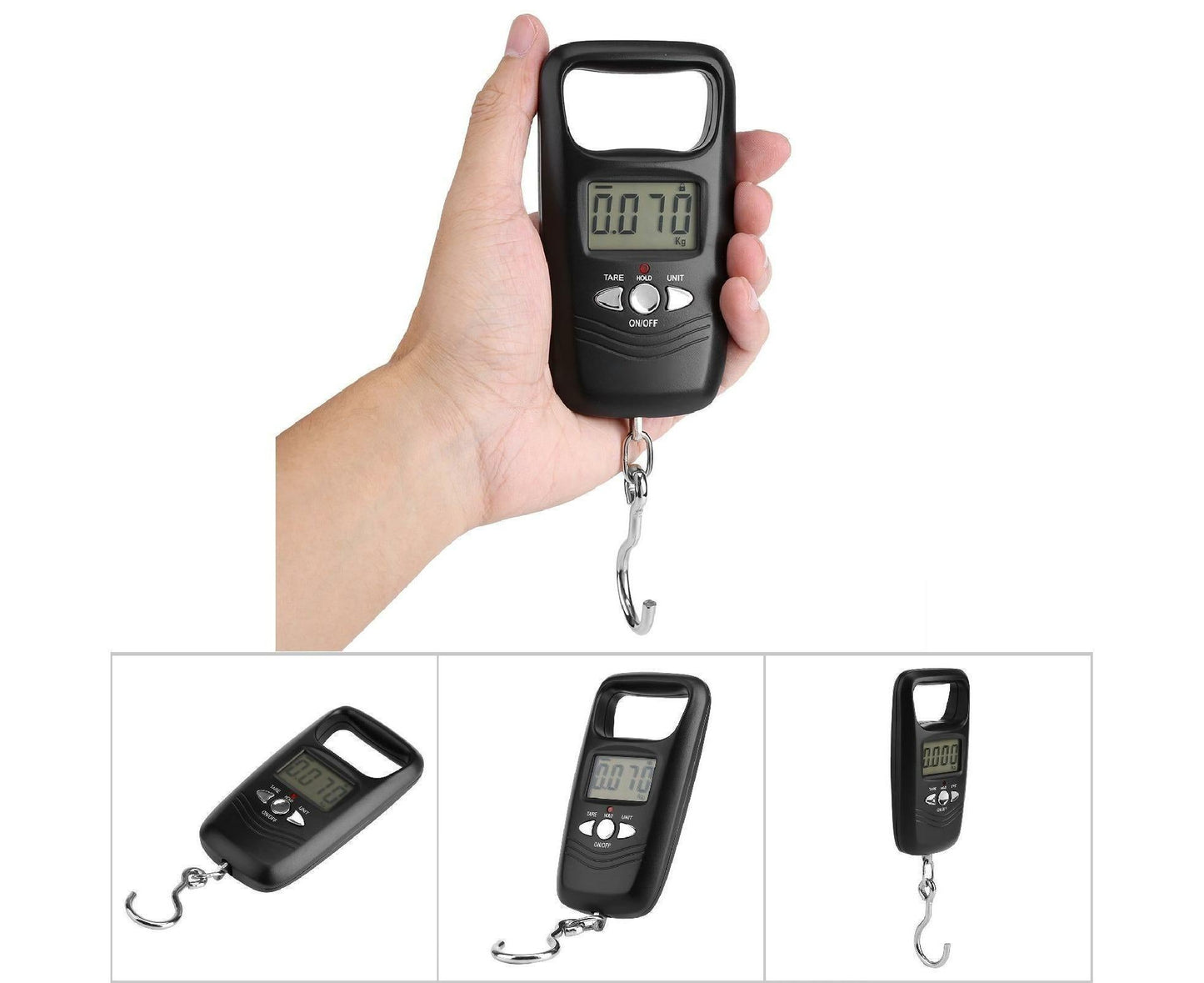 WEIHENG 50kg LCD Digital Hanging Luggage Electronic Pocket Hook Scale with Backlight (Black)