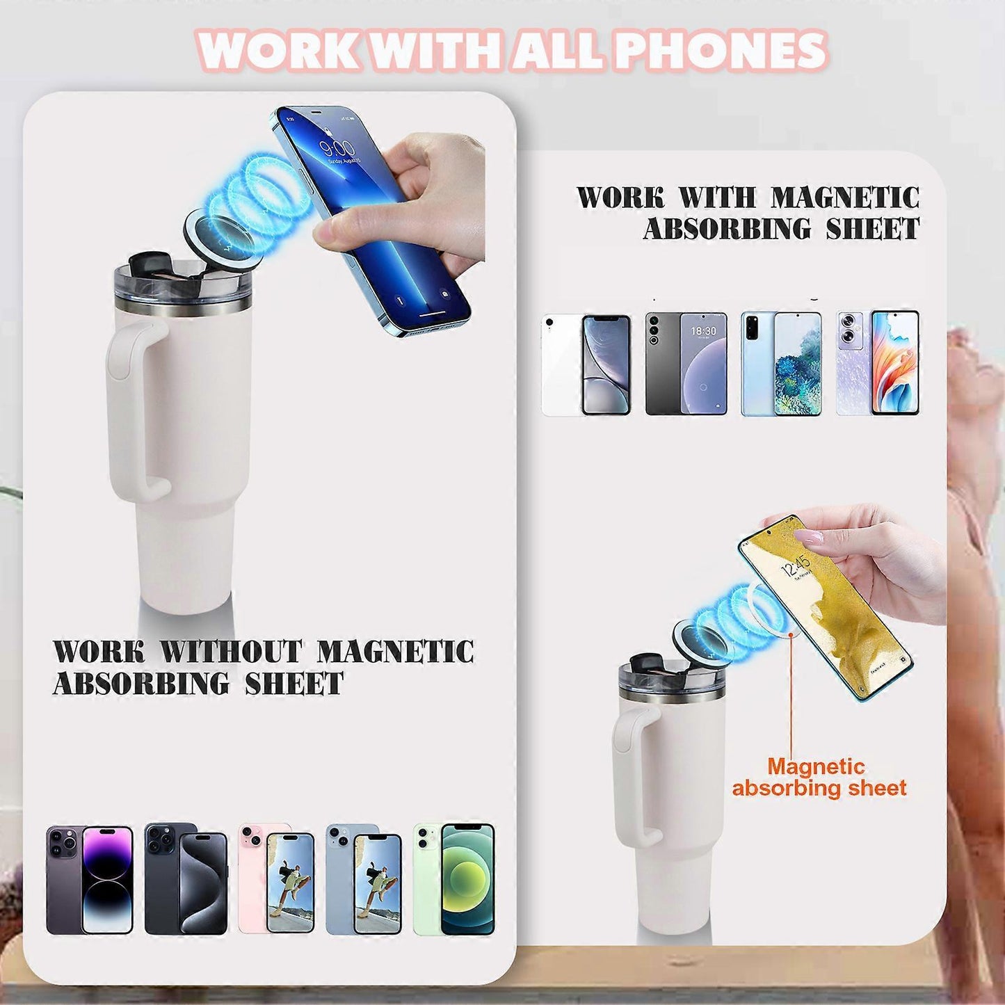 Phone Holder For Stanley, Water Bottle Phone Holder For Stanley 40oz Cup, Phone Stand Mount, Portable, Rotatable