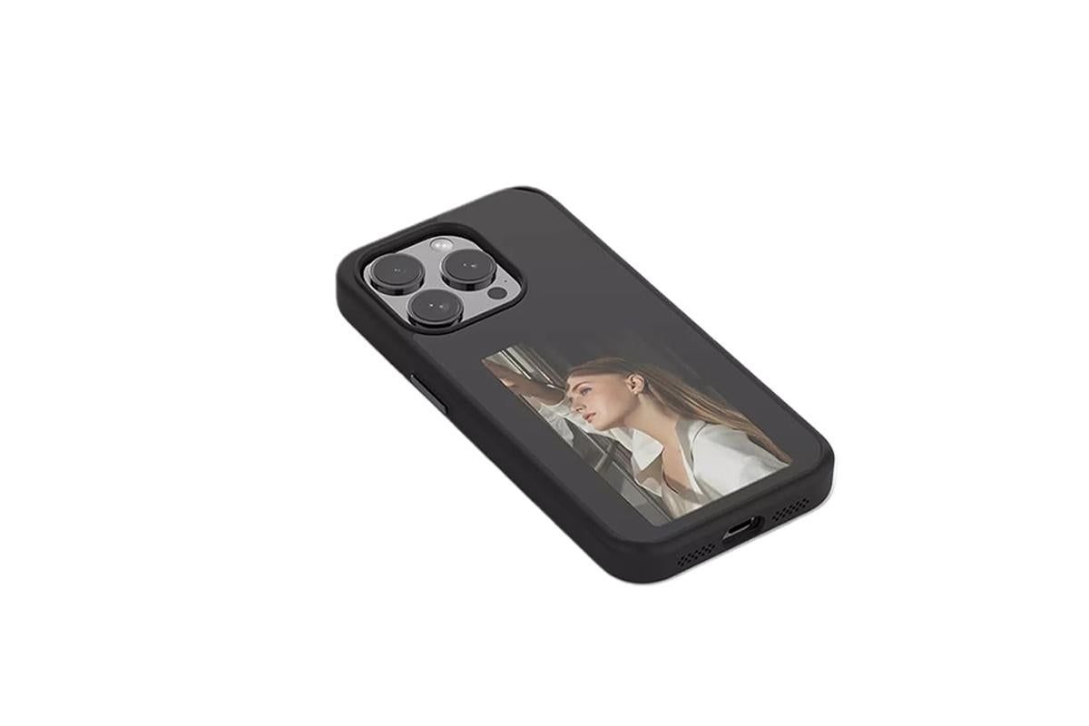 NFC E-Ink Smart Cover iPhone Ink Screen Display Digital DIY Custom Picture Phone Case -Black / iPhone 15 Pro