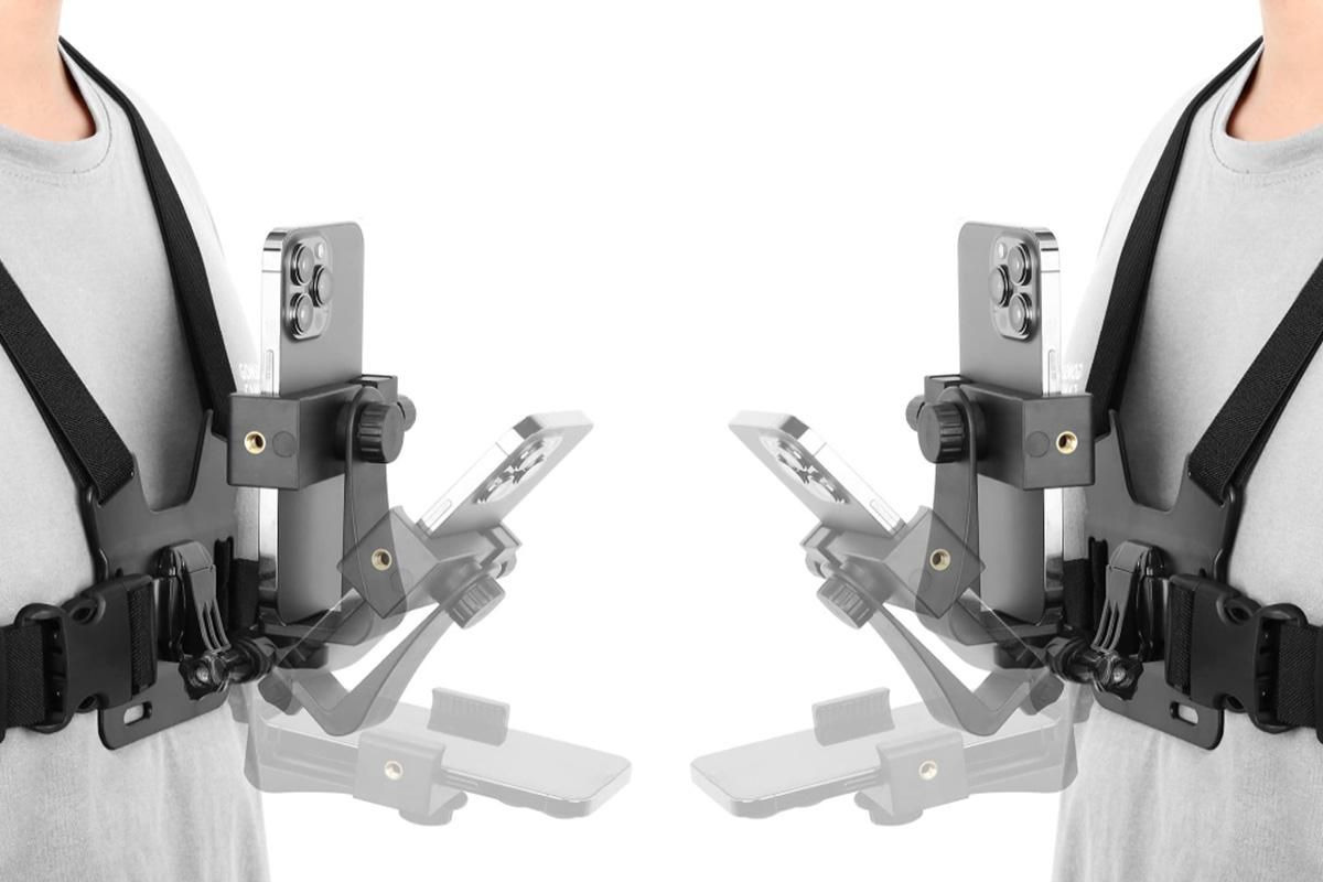 Mobile Phone Chest Mount Harness Strap Holder with Rotating Phone Clip