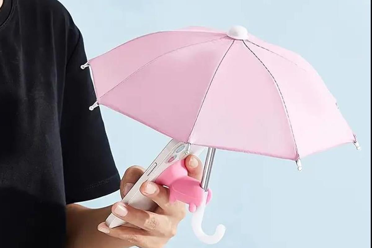 Phone Umbrella with Suction Cup Stand Universal Adjustable Piggy Anti-Glare Sun Shade -Pink