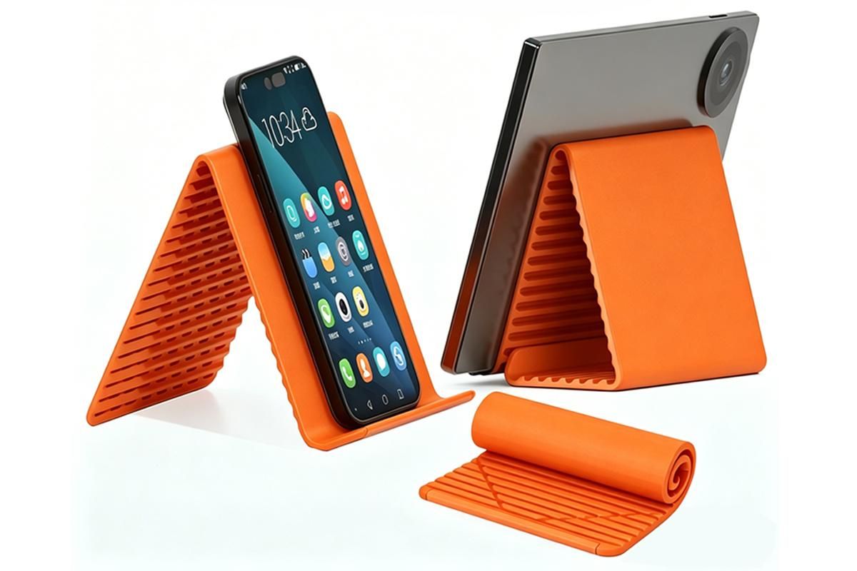 Portable Silicone Phone Stand Desk Holder for Office Travel Airplane-Black