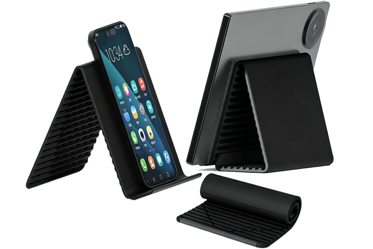 Portable Silicone Phone Stand Desk Holder for Office Travel Airplane-Orange