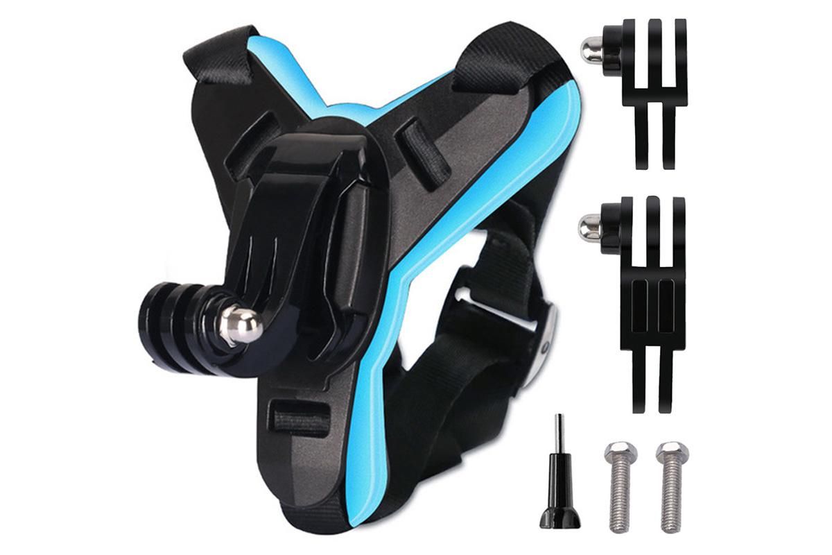 Motorcycle Helmet Chin Mount for Action Camera Quick Release Shockproof - Blue