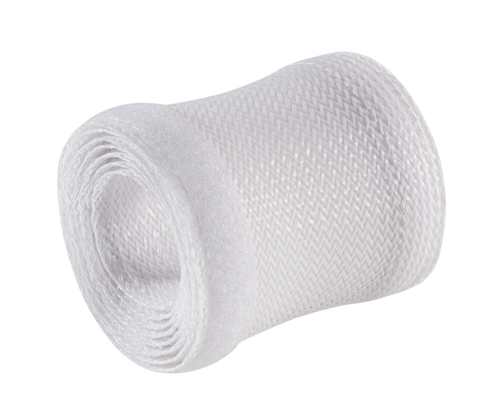 BRATECK Flexible Cable Wrap Sleeve with Hook and Loop Fastener 85mm/3.3' Width Material Polyester Dimensions 1000x85mm - White