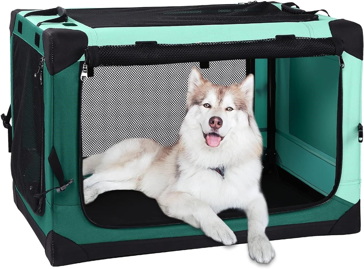 4-Door Dog Soft Crate Portable, Steel Mesh – MEERKAT ONLINE - Soft Dog Crate Integration For Homes With Security Systems