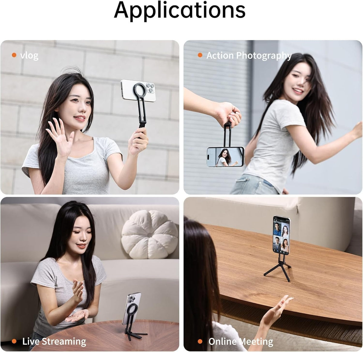 ULANZI MA30 Magnetic Phone Tripod Stand for iPhone - Aluminium Maglock Smartphone Mini Tripod Pocket Cell Phone Stand Dual-Sided Magnet Quick Mount Compatible with iPhone 16 15 14 13 12 Magsafe
(Dark Grey)