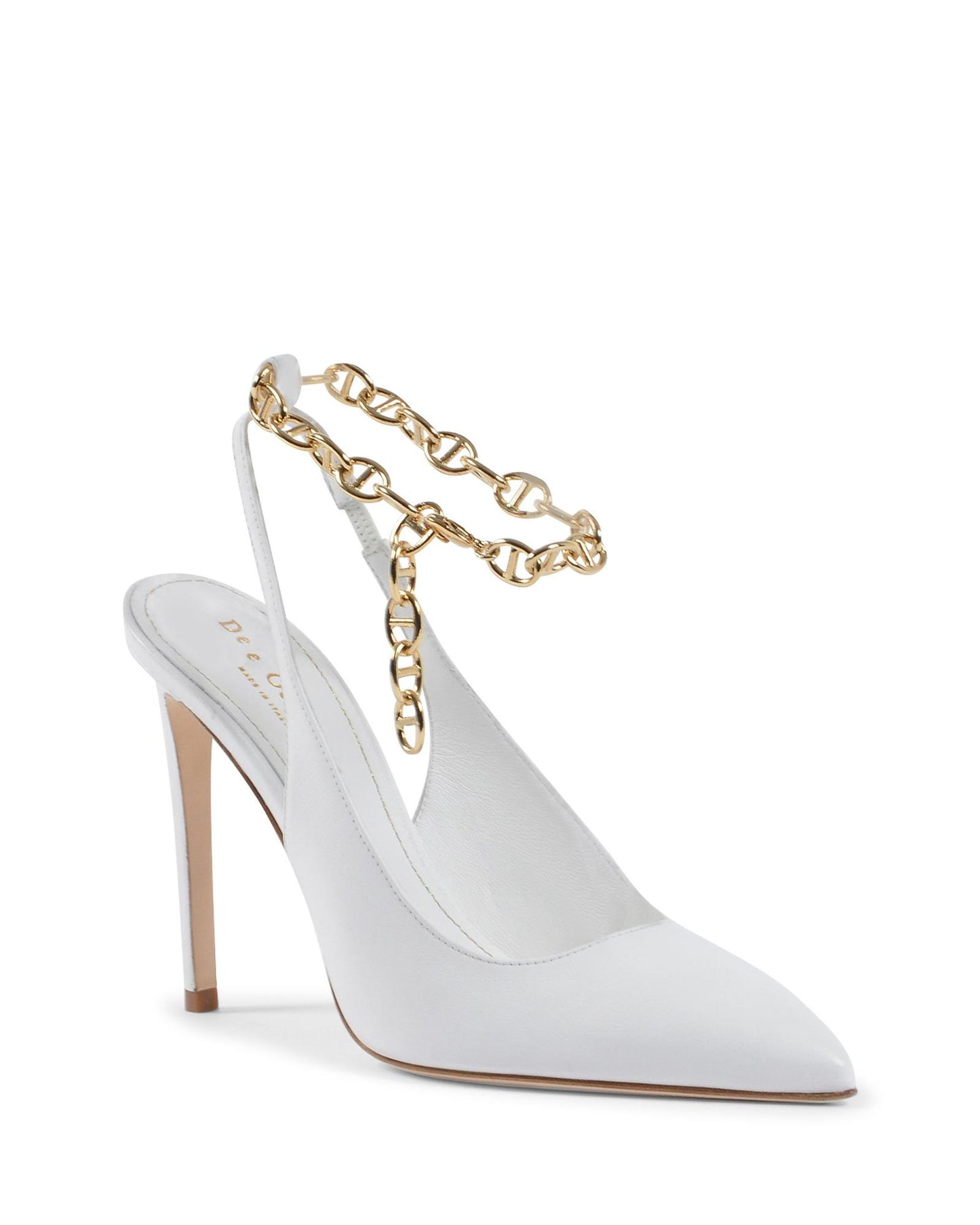 Gold Chain Embellished Decollete Pump - 39.5 EU