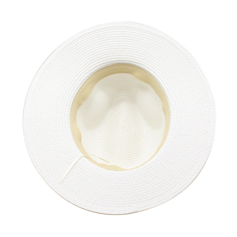 Yellow Women's Wide-Brim Straw Hat with Rhinestones - Elegant and Breathable Sun Hat for Summer Outdoors,M(56-58cm)