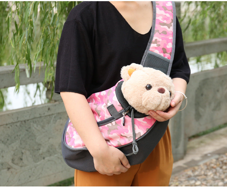 Size S Yellow Dog Pattern Lightweight Single Shoulder Pet Sling Bag - Stylish Durable Oxford Fabric Carrier