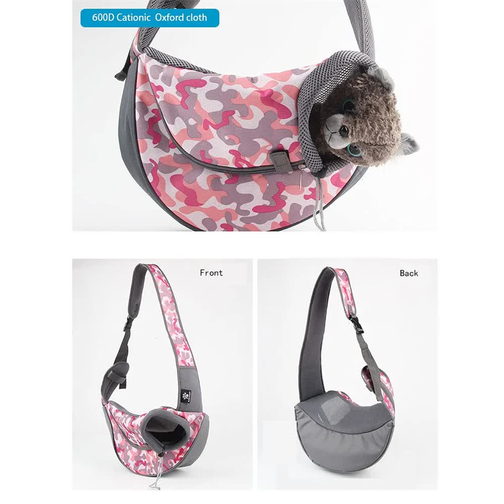 Size S Yellow Dog Pattern Lightweight Single Shoulder Pet Sling Bag - Stylish Durable Oxford Fabric Carrier