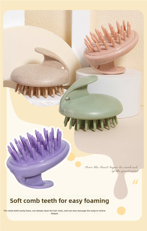 Green Eco-Friendly Wheat Straw Hair Care Set - Massage Brush, Detangling Comb, and V-shaped Comb for All Hair Types