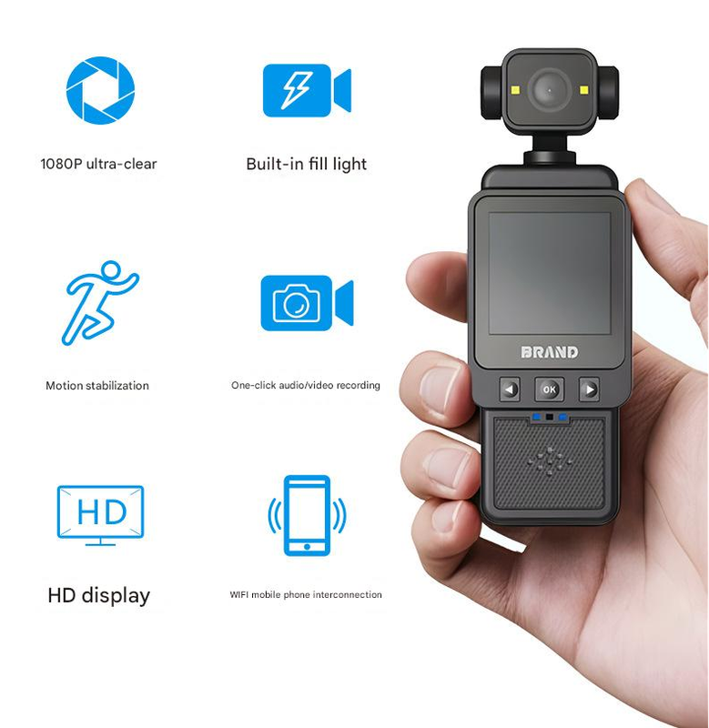 Compact Body Camera with 180° Rotatable Lens, Night Vision, WiFi & Built-in Fill Lights(black+32G)
