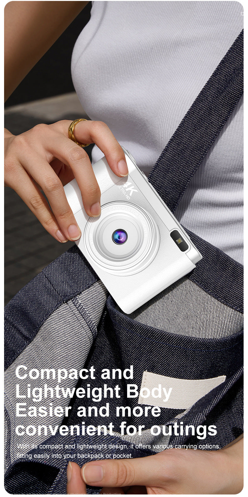4K Ultra HD Digital Camera - 75MP, 2.8-inch Rotatable Screen, Auto Focus & Built-in Flash(white)