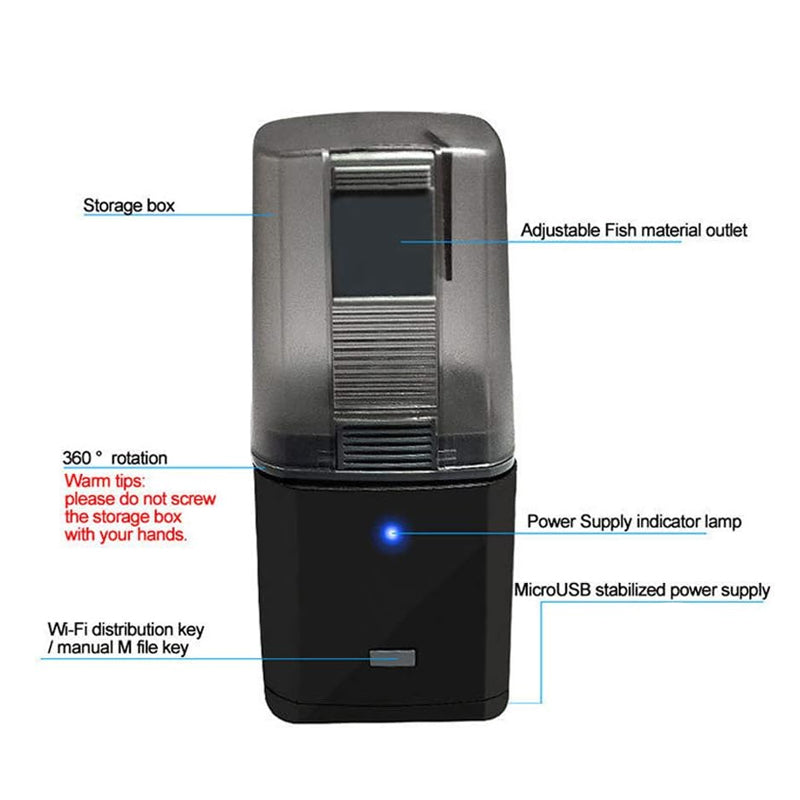Wi-Fi Enabled Automatic Pet Fish Feeder Food Dispenser- USB Powered - SEKSI