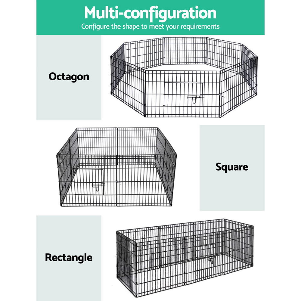 i.Pet 24" 8 Panel Dog Playpen Pet Fence Exercise Cage Enclosure Play Pen - SEKSI
