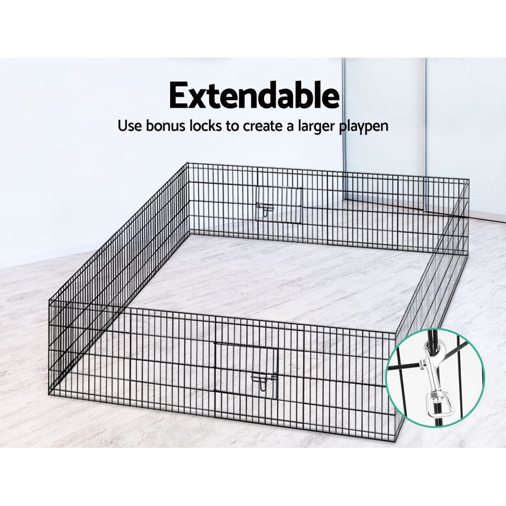 i.Pet 24" 8 Panel Dog Playpen Pet Fence Exercise Cage Enclosure Play Pen - SEKSI
