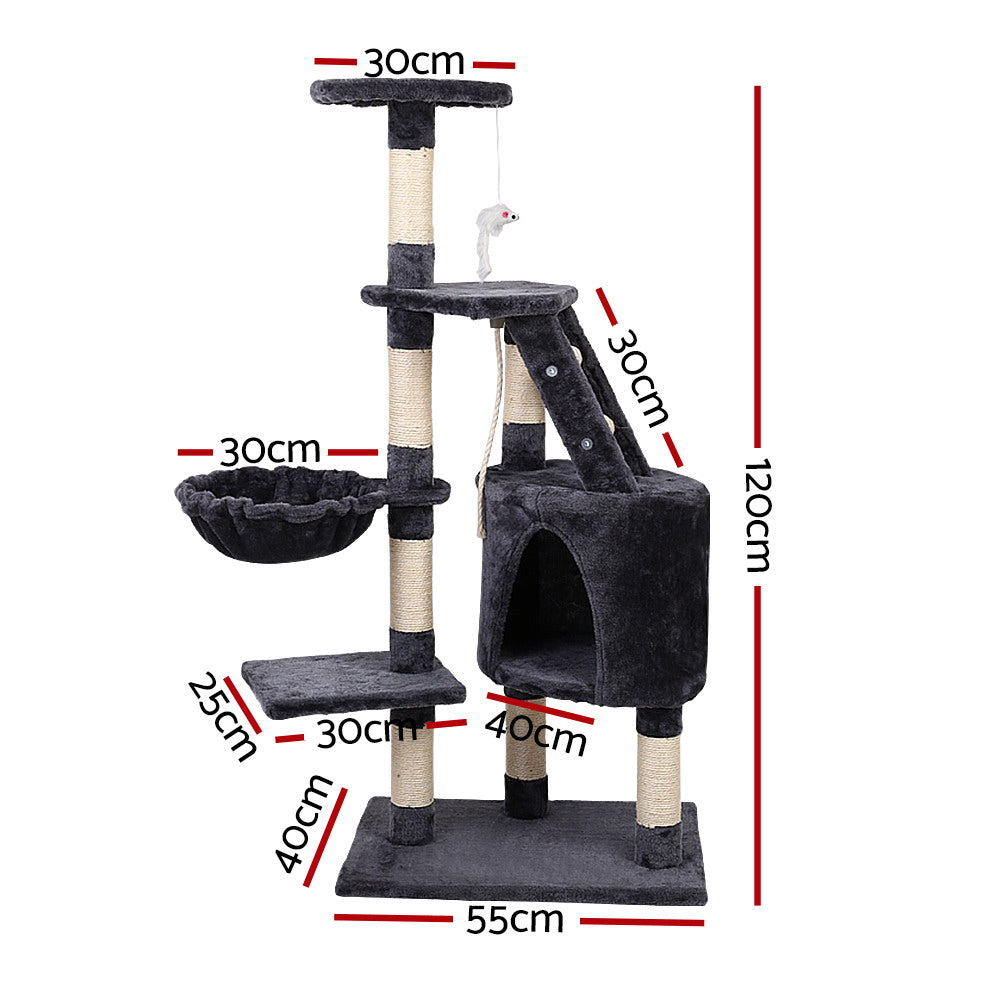 i.Pet Cat Tree 120cm Tower Scratching Post Scratcher Wood Condo House Bed Toys - SEKSI