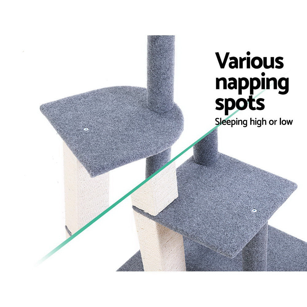 i.Pet Cat Tree 124cm Scratching Post Tower Scratcher Trees Wood Condo Board - SEKSI
