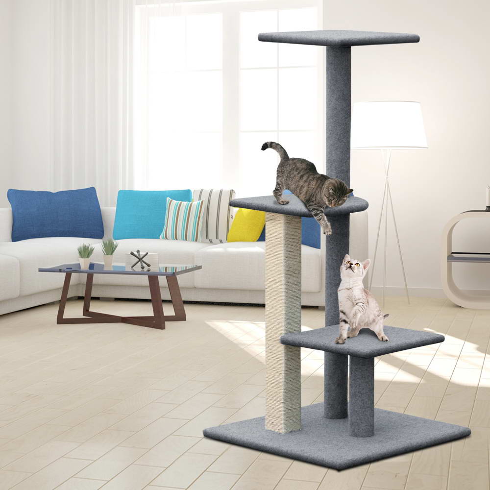 i.Pet Cat Tree 124cm Scratching Post Tower Scratcher Trees Wood Condo Board - SEKSI