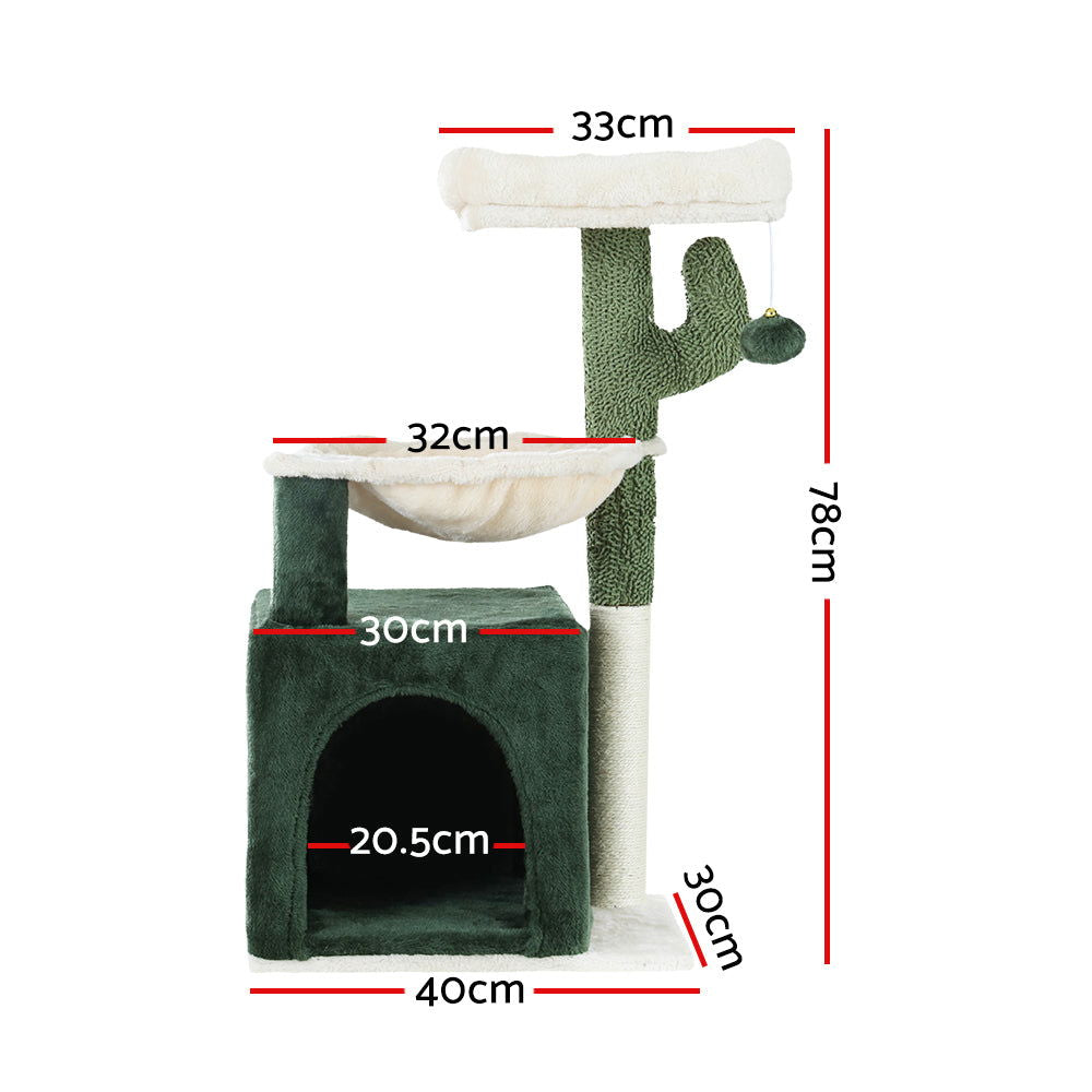 i.Pet Cat Tree 78cm Scratching Post Tower Scratcher Wood Condo House Bed Toys Green - SEKSI
