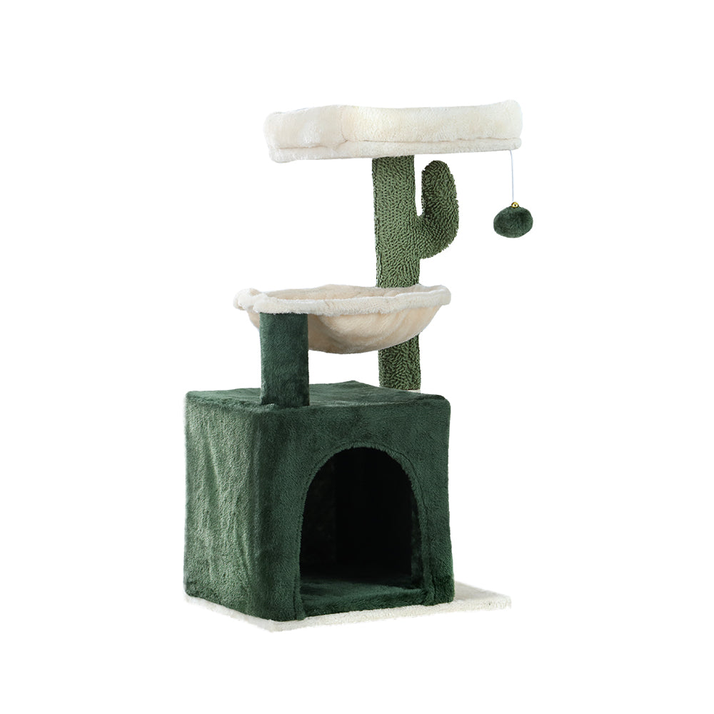 i.Pet Cat Tree 78cm Scratching Post Tower Scratcher Wood Condo House Bed Toys Green - SEKSI