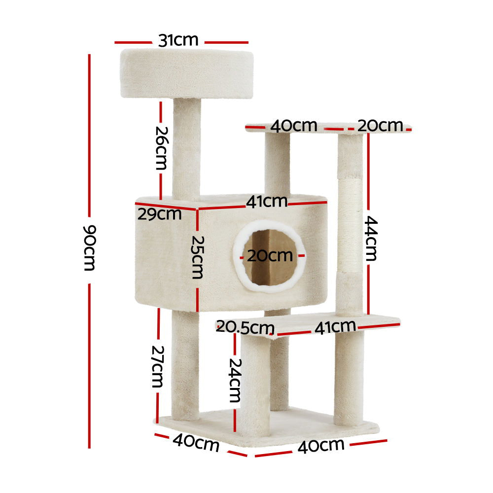 i.Pet Cat Tree 90cm Scratching Post Tower Scratcher Wood Condo House Bed Trees - SEKSI