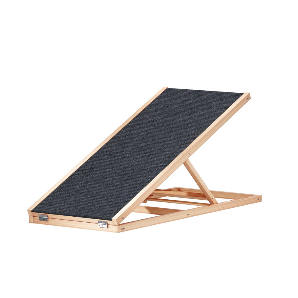i.Pet Dog Ramp 100cm Adjustable Height Wooden Steps Stairs For Bed Sofa Car Foldable - SEKSI