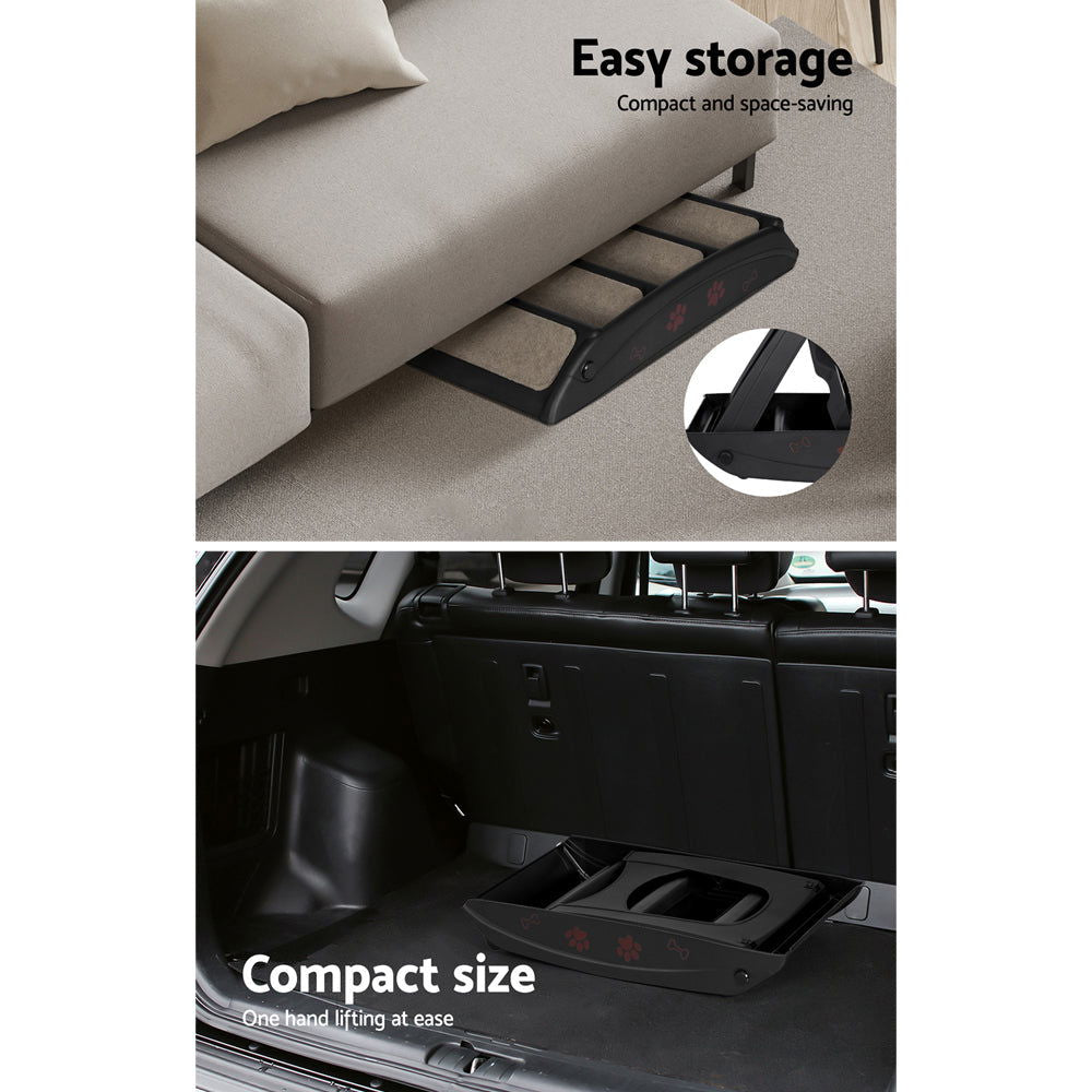 i.Pet Dog Ramp Steps For Bed Sofa Car Pet Stairs Ladder Portable Foldable Black - SEKSI