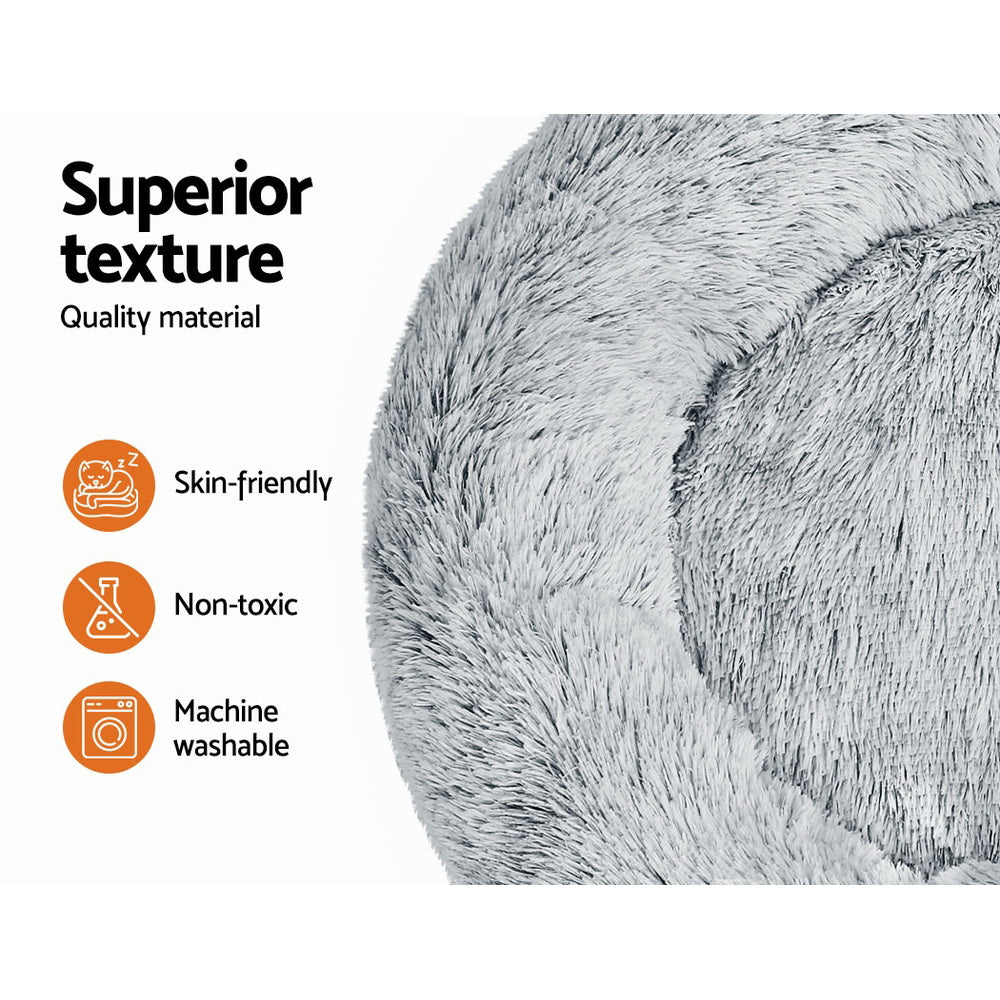 i.Pet Pet Bed Dog Cat 90cm Large Calming Soft Plush Light Charcoal - SEKSI