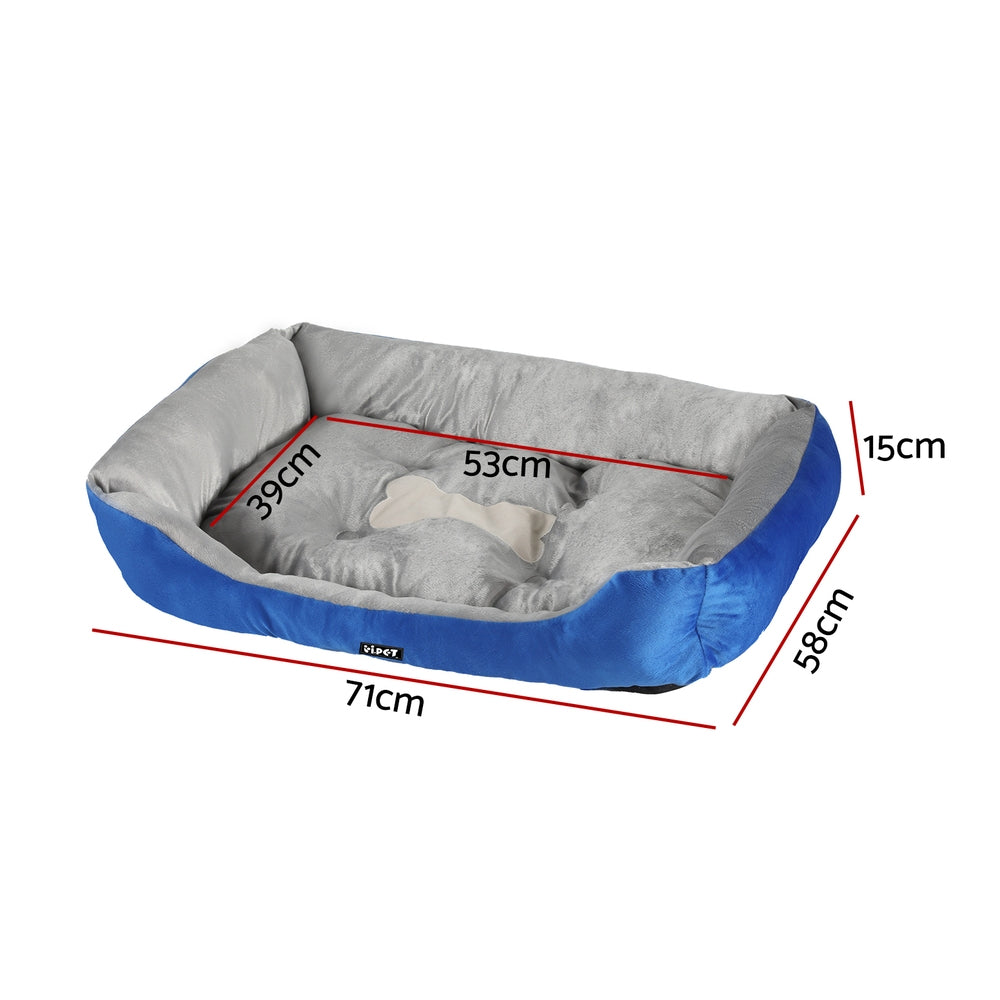 i.Pet Pet Bed Dog Cat Calming Soft Mat Sleeping Comfy Plush Cave Washable Blue - SEKSI