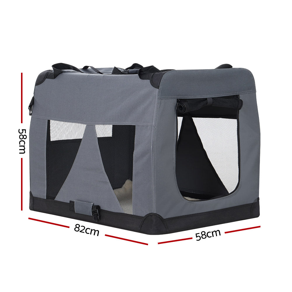 i.Pet Pet Carrier Soft Crate Dog Cat Travel 82x58CM Portable Foldable Car XL - SEKSI