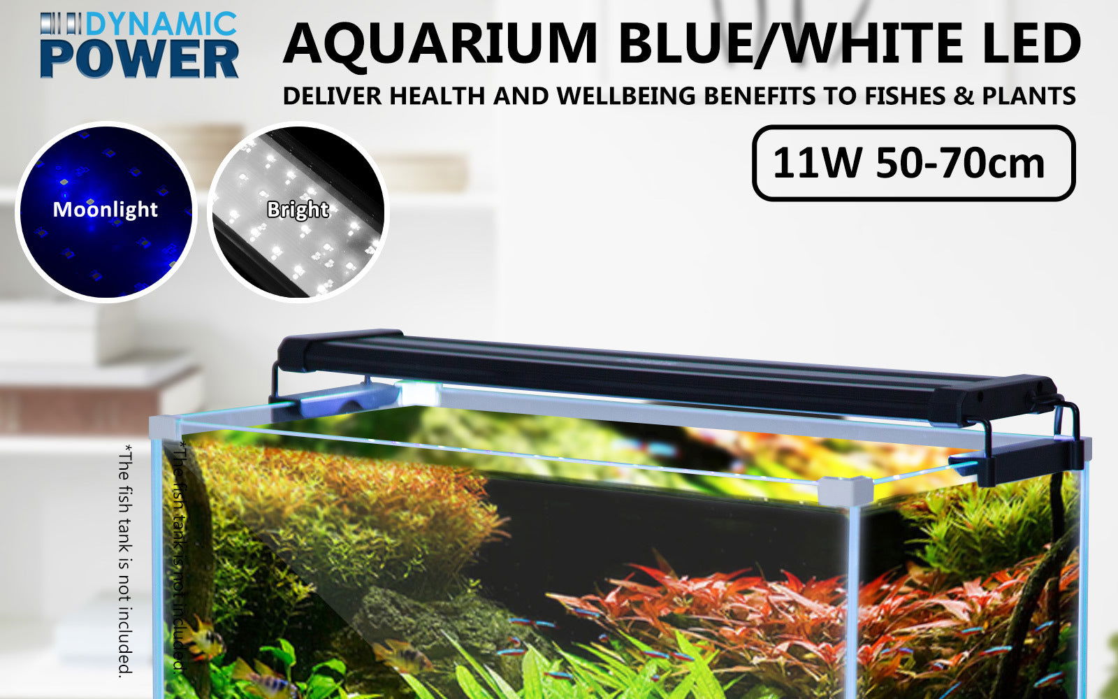 11W Set 2 Aquarium Blue White LED Light for Tank 50-70cm - SEKSI