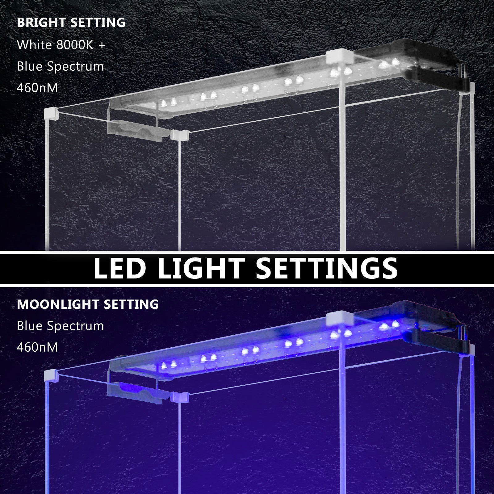 11W Set 2 Aquarium Blue White LED Light for Tank 50-70cm - SEKSI