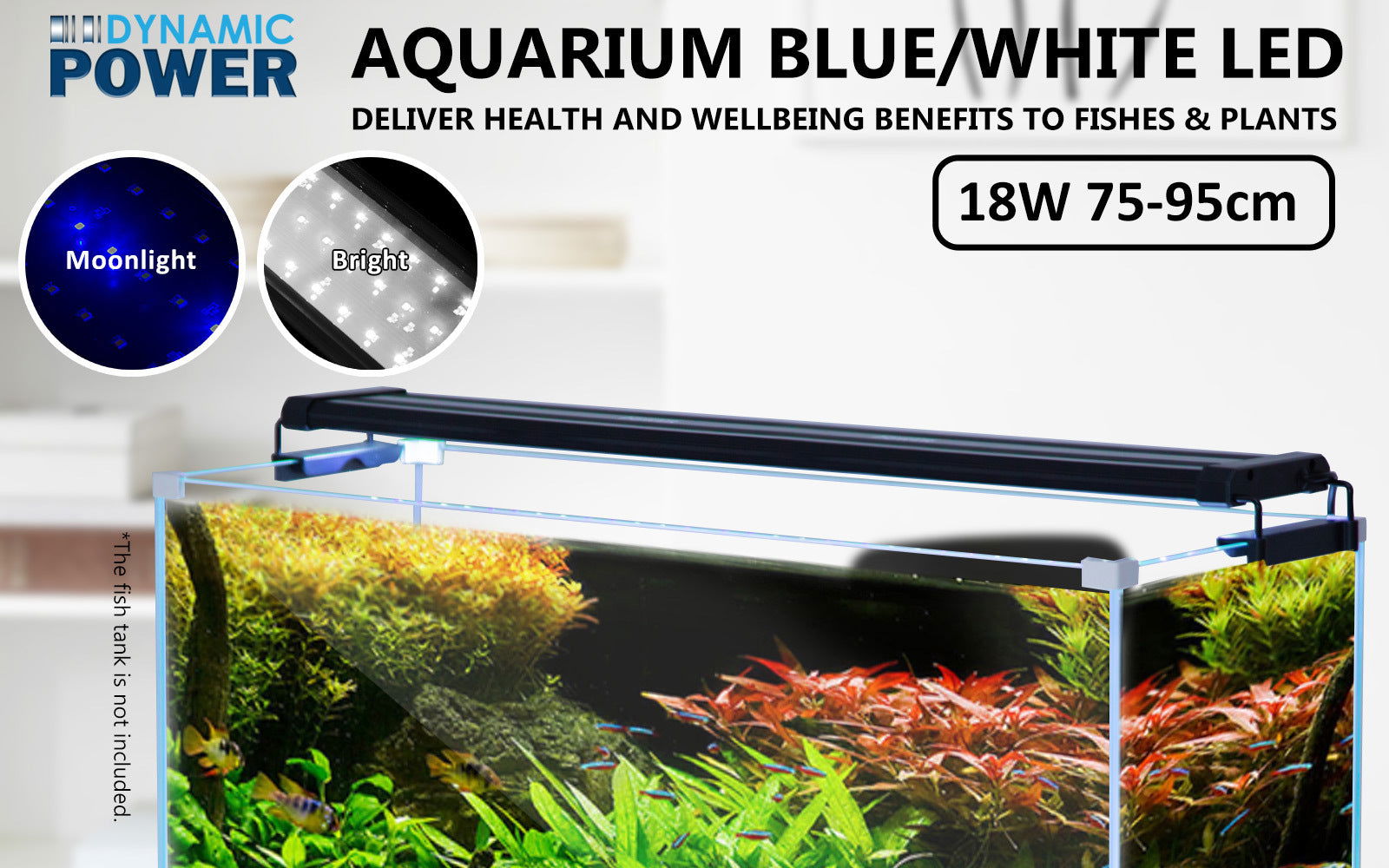 18W Aquarium Blue White LED Light for Tank 75-95cm - SEKSI