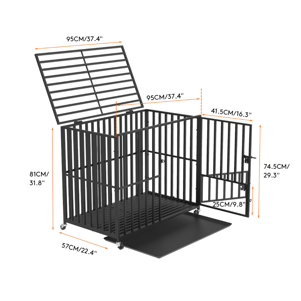 Heavy Duty Pet Dog Cage Strong Metal Crate Kennel Playpen with Wheels &Tray_7